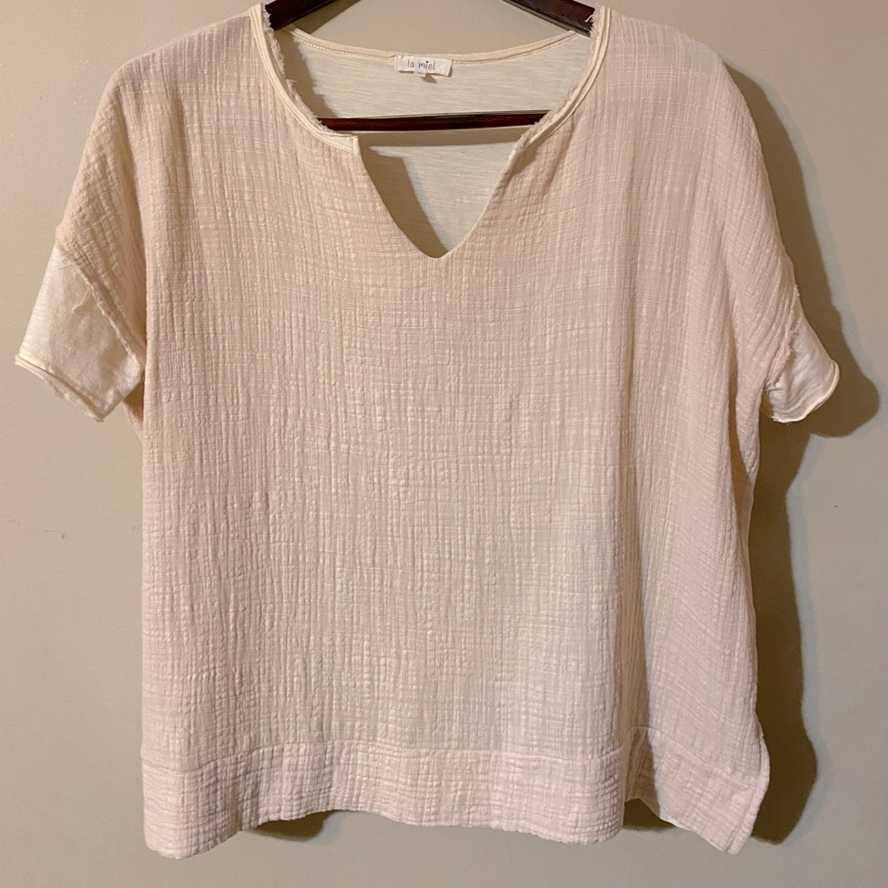 La Miel Small Cream Cotton Gauze Top. More Like a Large or XL. Boutique Buy!